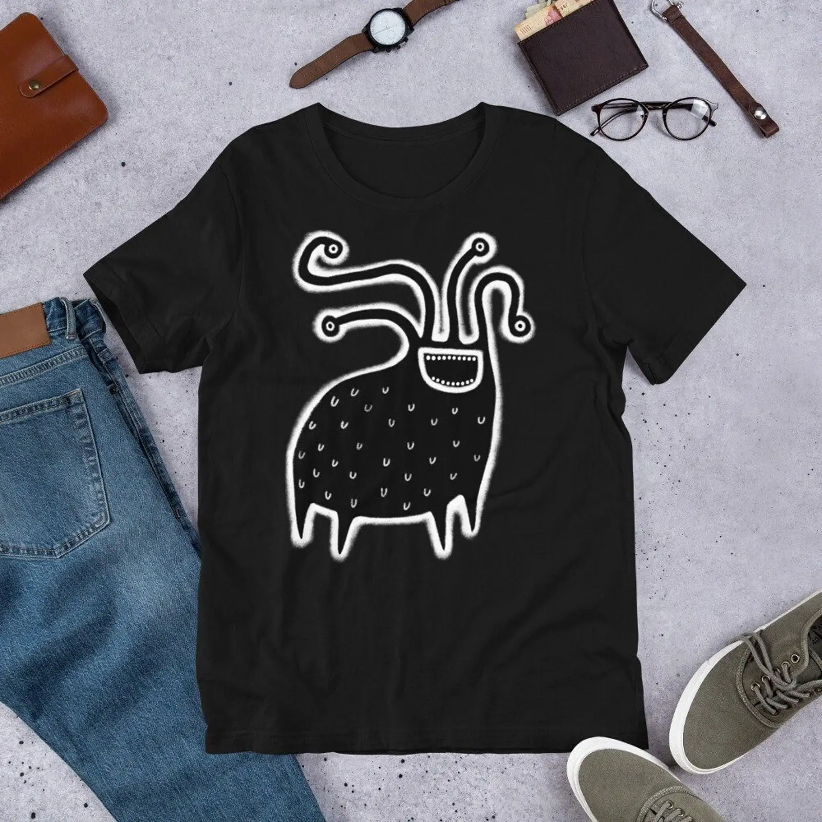 Quirky Vintage Fashion - Quirky Monster T-Shirt, lustiger Alien, gruseliger