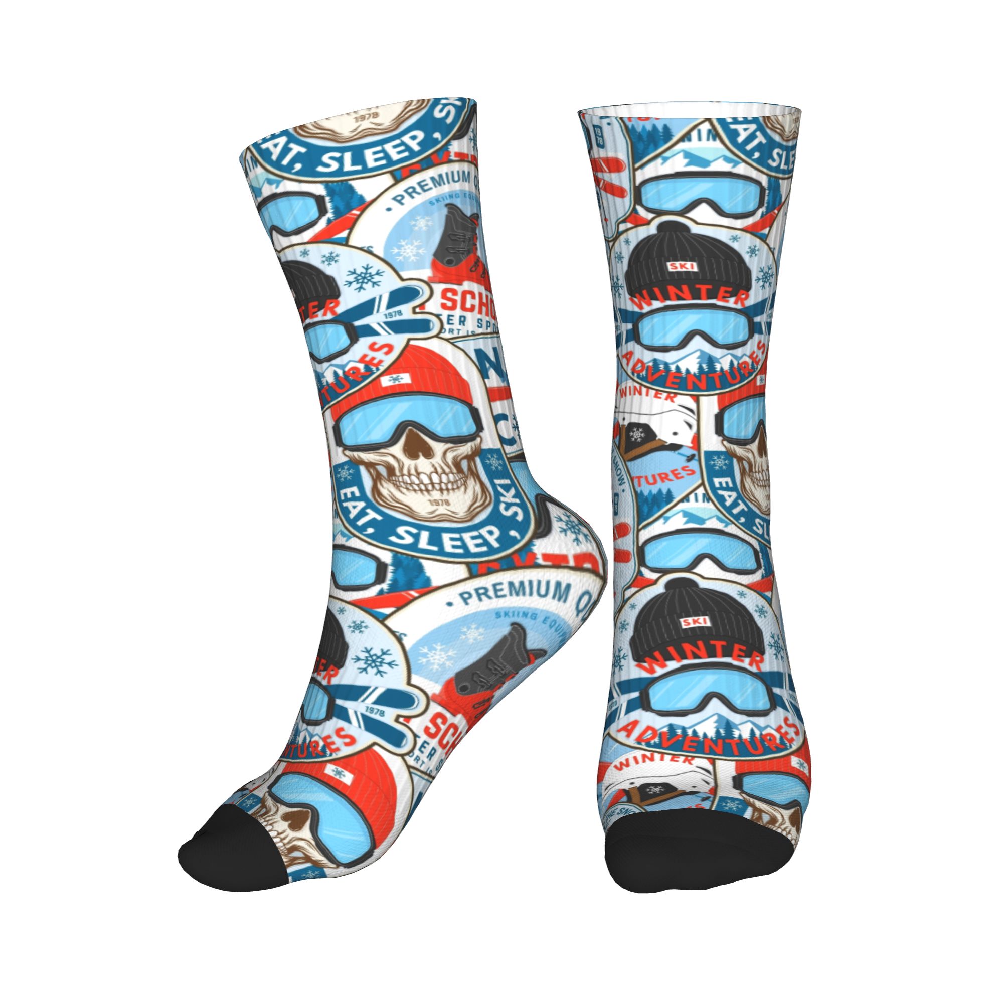 Vintage Fashion Dress - Vintage Red Blue Ski Club Socken
