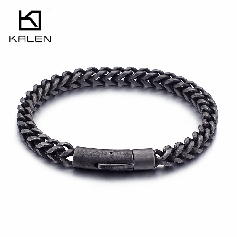 Z Vintage Fashion - KALEN Retro Edelstahl Geflochtene Gliederketten-Armbänder für
