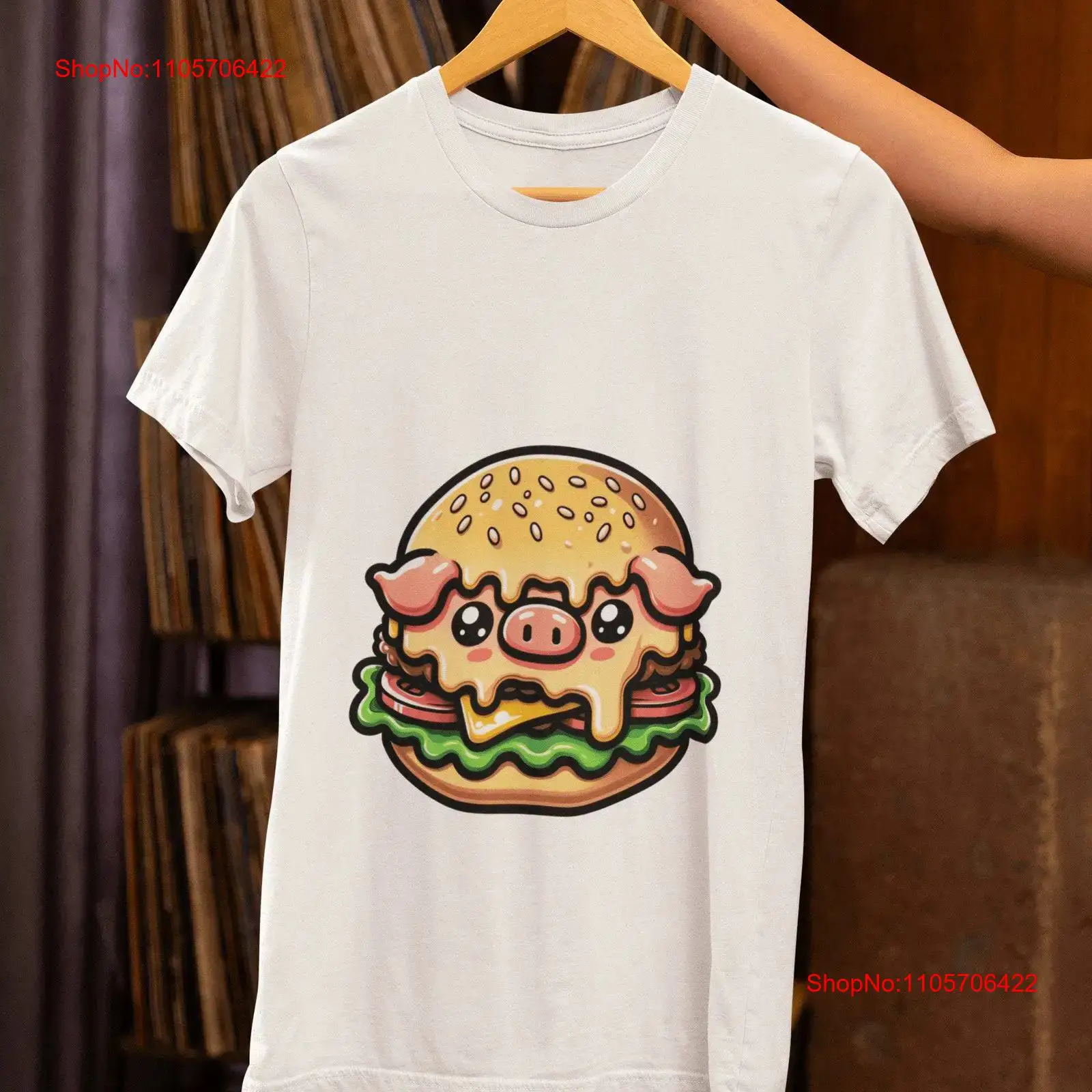 Quirky Vintage Fashion - Verspieltes Schweineburger-T-Shirt: Niedliches Tier- und Foodie-Motiv,