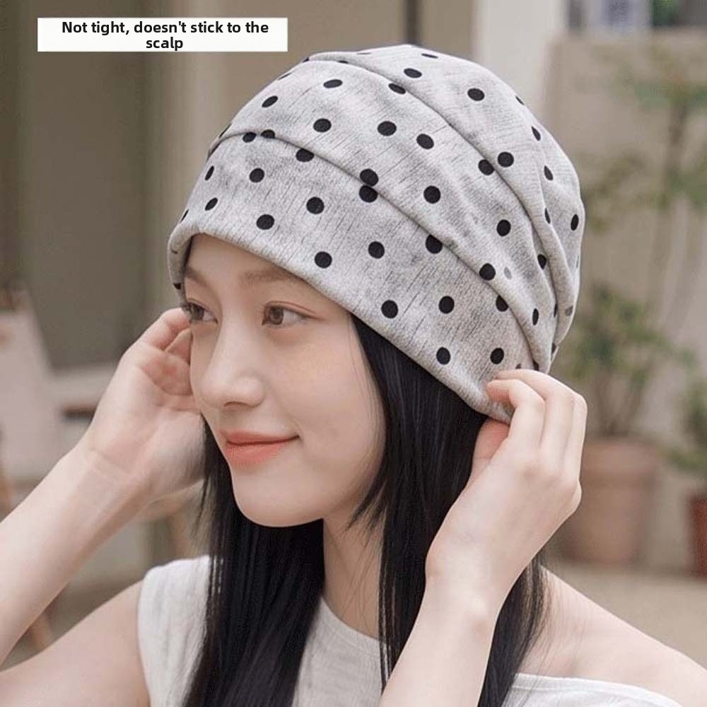 Vintage Fashion Bloggers - Elegante Turban-Mütze, Retro-Beanie mit Polka-Dot-Muster, elastische,