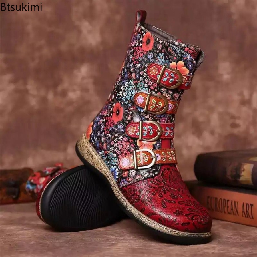 Ethnische Damen-Lederstiefel m – Vintage Fashion Female Bewertung und Preis